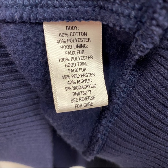 •SOLD• Navy Blue Fur Lined Hooded Sweatshirt - Picture 8 of 8